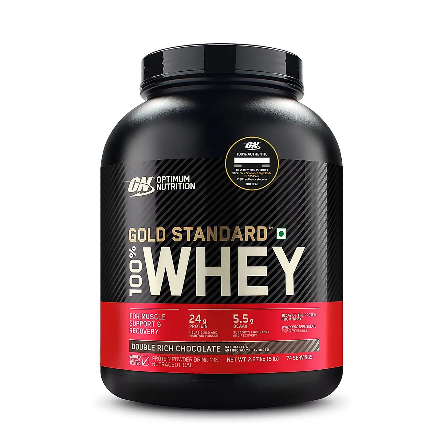 Optimum Nutrition Gold Standard 100% Whey Protein Powder | Double Rich Chocolate | 2.27 Kg