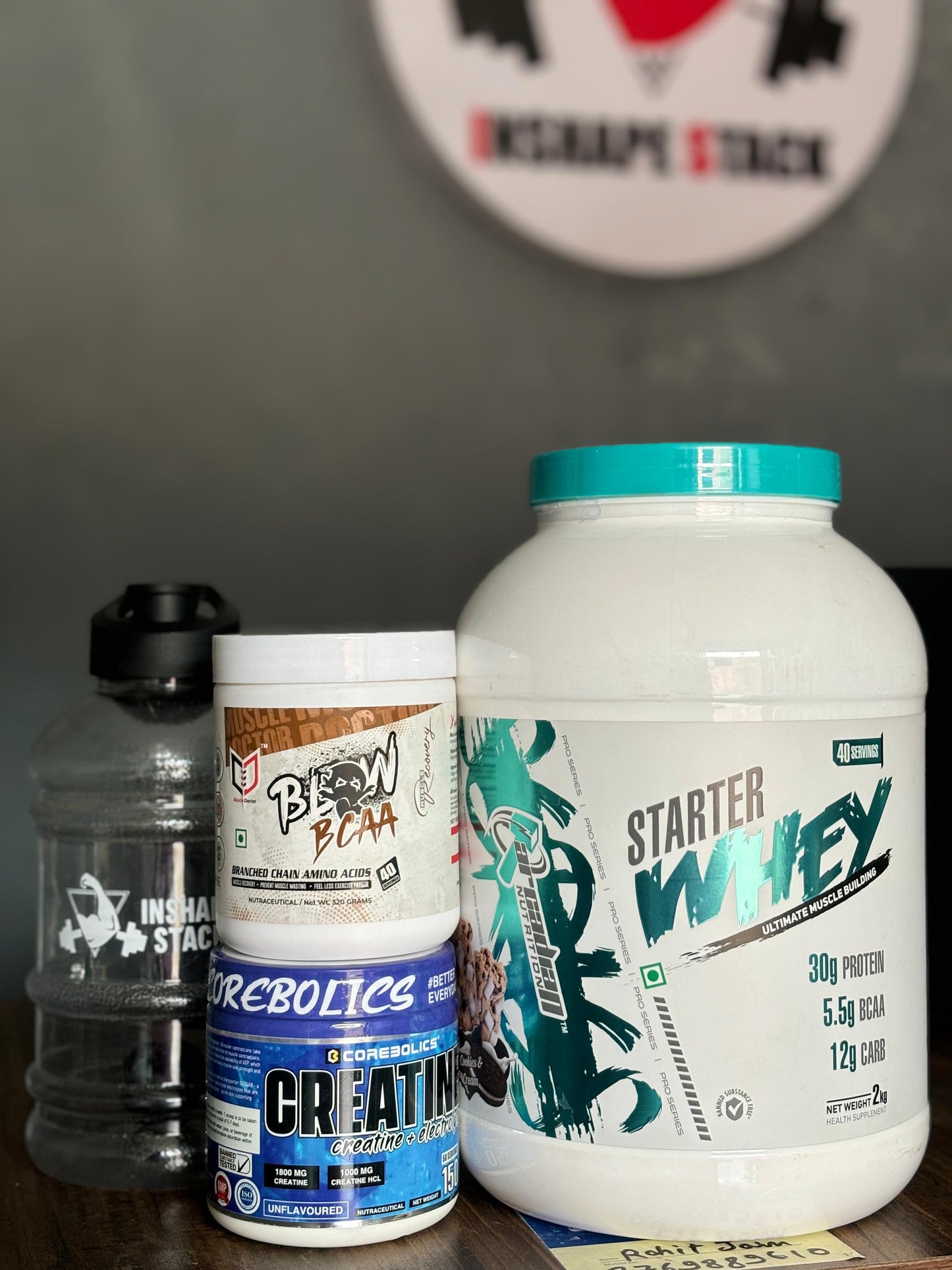 Acardian Nutrition Whey (2kg) + Muscle Doctor BCAA + Corebolics Creatine + FREE GALLON WATER BOTTLE