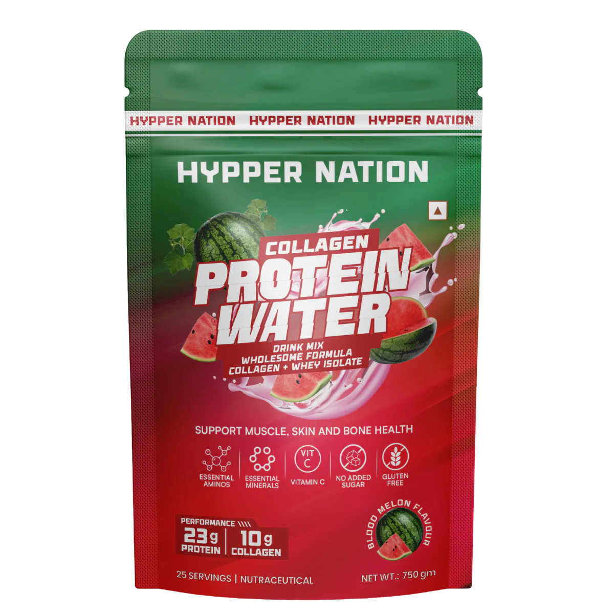 Hyppernation Protein Water + Collagen | Isolate Whey Protein | Hydrolysed Collagen | Supports Bone Health Skin Hair | 30 Servings | 750 gms