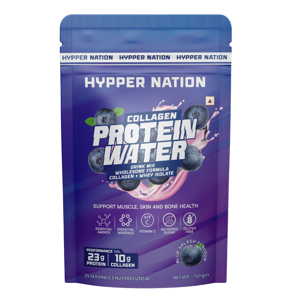 Hyppernation Protein Water + Collagen | Isolate Whey Protein | Hydrolysed Collagen | Supports Bone Health Skin Hair | 30 Servings | 750 gms