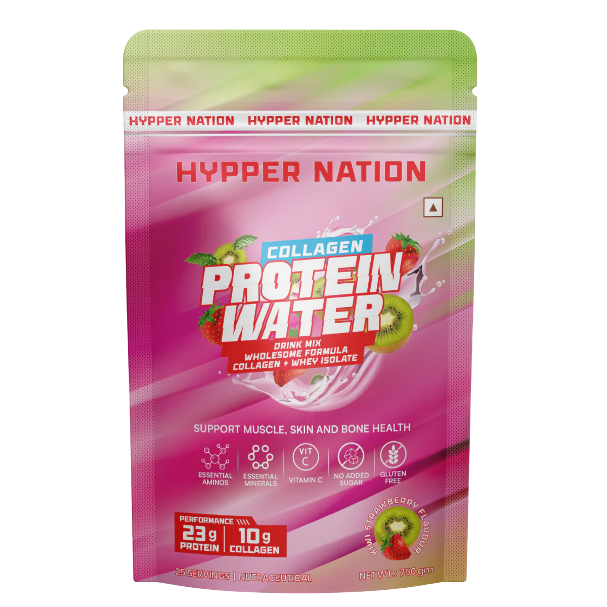 Hyppernation Protein Water + Collagen | Isolate Whey Protein | Hydrolysed Collagen | Supports Bone Health Skin Hair | 30 Servings | 750 gms