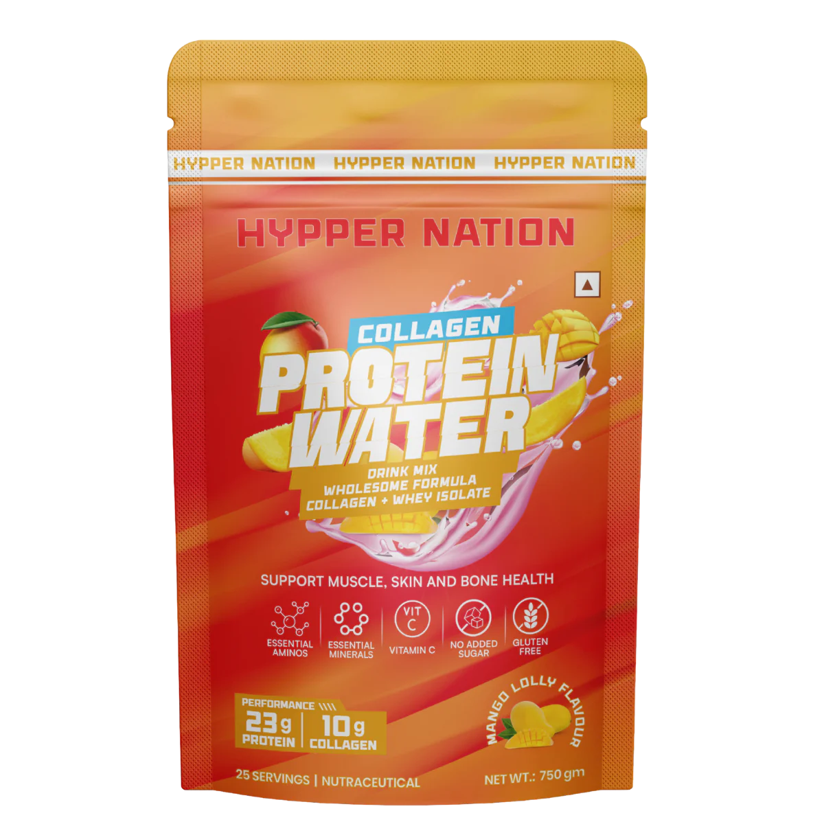 Hyppernation Protein Water + Collagen | Isolate Whey Protein | Hydrolysed Collagen | Supports Bone Health Skin Hair | 30 Servings | 750 gms